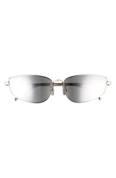 Shop Givenchy 61mm Cat Eye Sunglasses In Shiny Palladium / Smoke Mirror