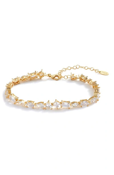 Shop Shymi Multi Shape Cubic Zirconia Tennis Bracelet In Gold