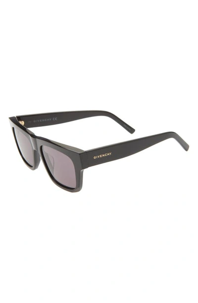 Shop Givenchy 52mm Polarized Square Sunglasses In Shiny Black / Smoke