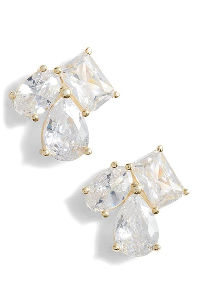 Shop Shymi Multi Shape Cubic Zirconia Stud Earrings In Gold
