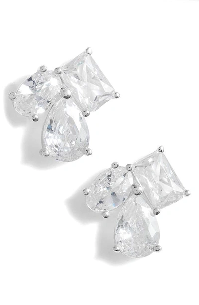Shop Shymi Multi Shape Cubic Zirconia Stud Earrings In Silver