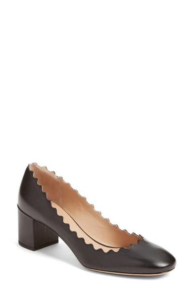 Shop Chloé Lauren Scalloped Pump In Black