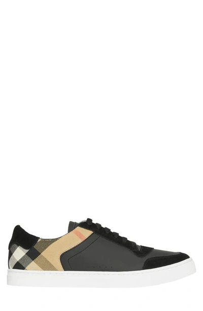 Shop Burberry New Reeth Check Trim Low Top Sneaker In Black