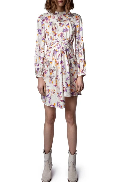 Shop Zadig & Voltaire Rivage Floral Print Long Sleeve Dress In Toile