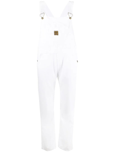 Shop Washington Dee Cee Logo-patch Denim Dungarees In White