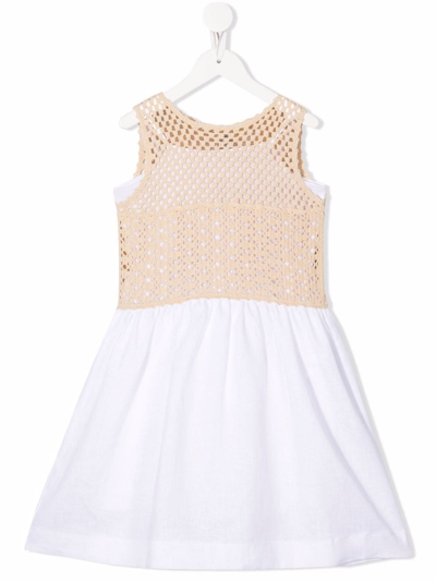 Il Gufo Crochet-top Linen Dress In White