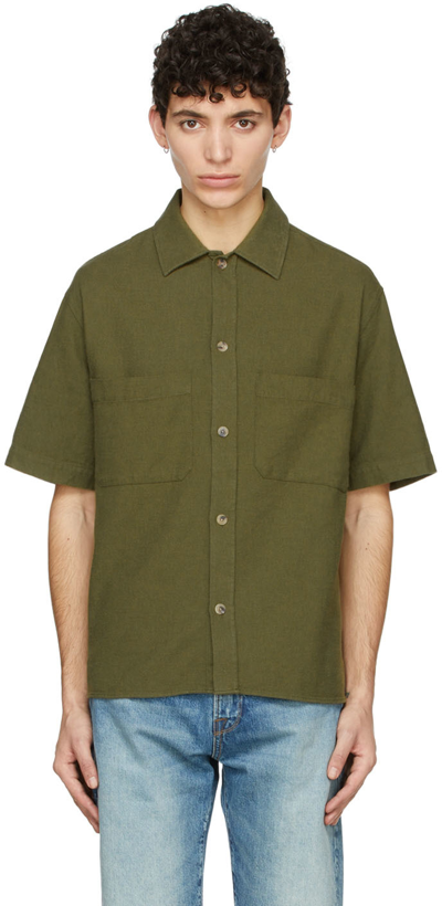Shop Frame Green Cotton Shirt In Rifle Green