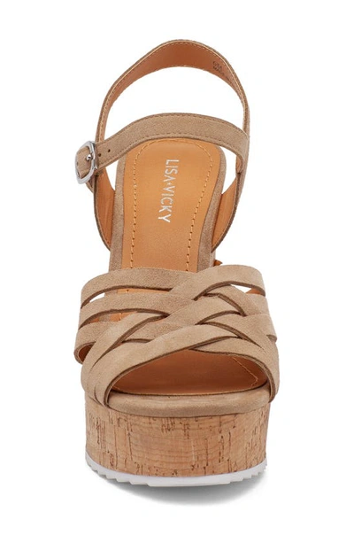 Shop Lisa Vicky Glorious Platform Wedge Sandal In Taupe Suede