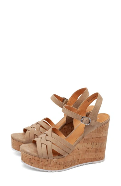 Shop Lisa Vicky Glorious Platform Wedge Sandal In Taupe Suede
