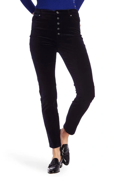Shop Court & Rowe Button Fly Velveteen Skinny Pants In Blue Night
