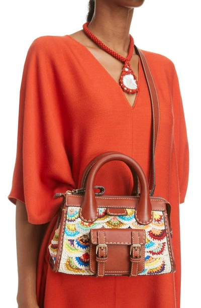 Shop Chloé Mini Edith Scallop Wool & Cashmere Crochet Satchel In Multicolor 2