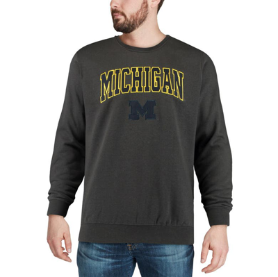 Colosseum Men's Charcoal Michigan Wolverines Arch Logo Crew Neck Sweatshirt In Charcoal