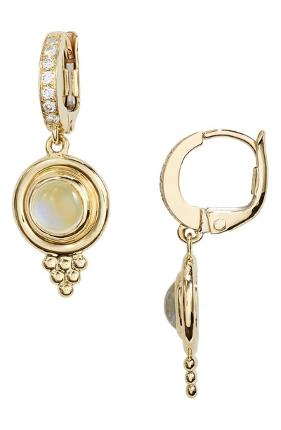 Shop Temple St Clair Moonstone & Diamond Drop Earrings In Blue Moonstone/ Dia/ 18k Gold