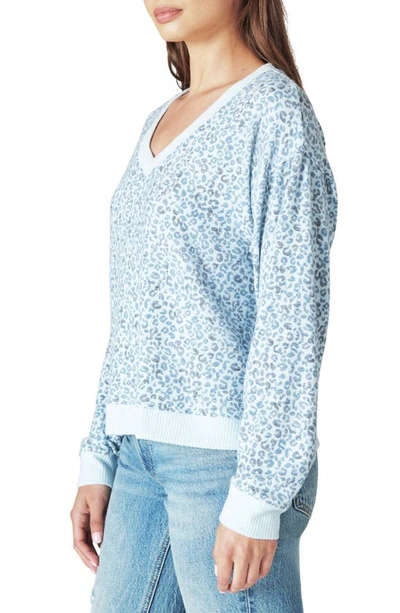 Shop Lucky Brand Cloud Jersey Long Sleeve V-neck Top In Blue Animal Print