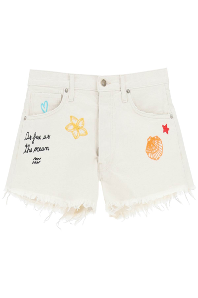 Shop Alanui Embroided Shorts In Beige