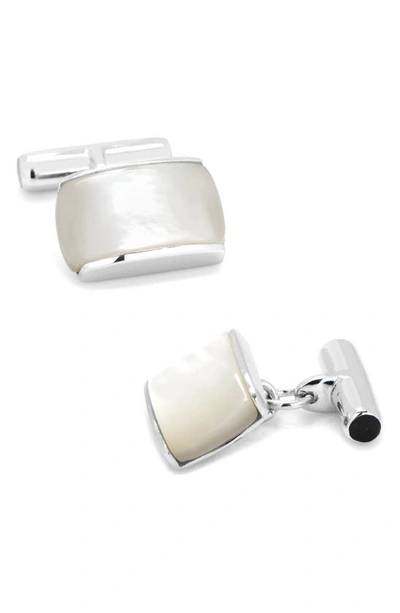 Shop Cufflinks, Inc . Sterling Silver Mother Of Pearl Cufflinks In White