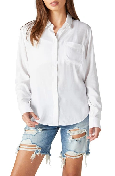 Shop Lucky Brand The Boyfriend Button-up Shirt In Bright White
