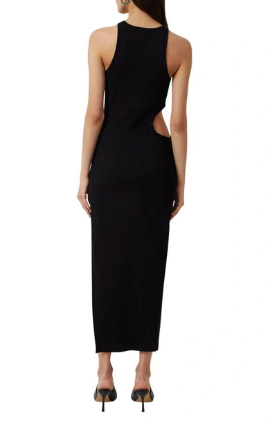 Shop French Connection Rasha Cutout Detail Body-con Stretch Cotton Dress In Black