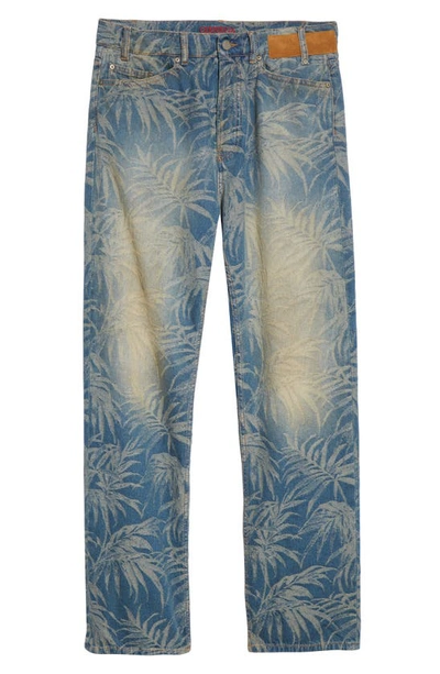 Shop Palm Angels Jungle Loose Straight Leg Jeans In Light Blue
