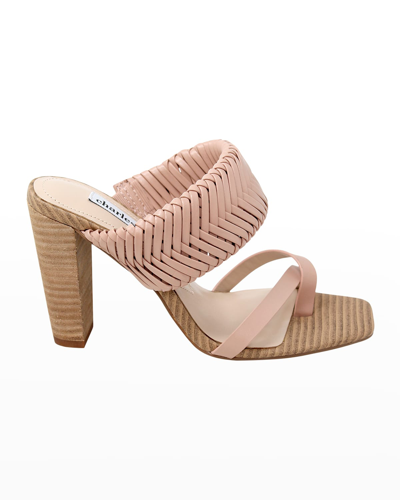 Shop Charles David Horatio Woven Toe-strap Slide Sandals In Pink Clay