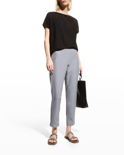 Shop Eileen Fisher Washable Stretch Crepe Slim Ankle Pants In Steel