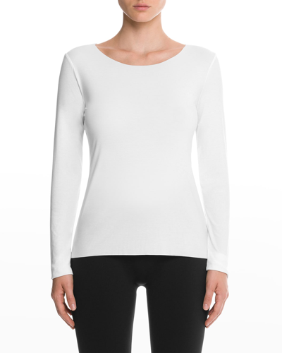 Shop Wolford Aurora Pure Long-sleeve Active Top In White
