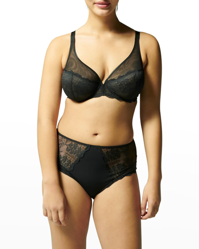 Shop Simone Perele Reve Lace High-rise Brief In Black