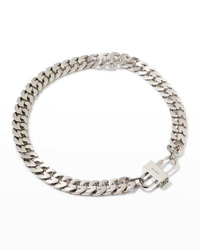 Shop Givenchy G-chain Lock Small Necklace In Silvery