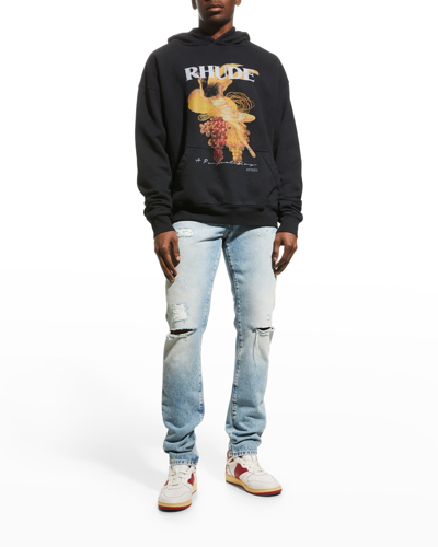 Shop Rhude Men's A Perfect Day Graphic Hoodie In Vtg Black