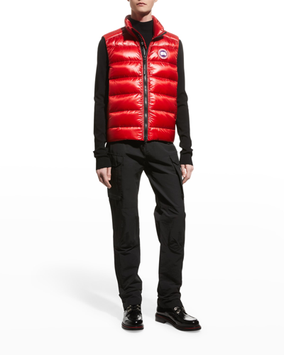 Shop Canada Goose Men's Crofton Quilted Down Vest In Red
