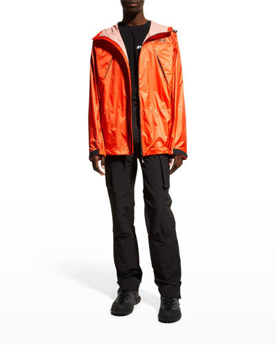 Shop Moncler Men's Meznec Nylon Wind-resistant Jacket In Bright Orange