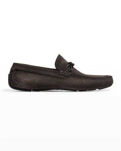 Shop Magnanni Men's Montijo Knot-bit Suede Leather Drivers In Grey