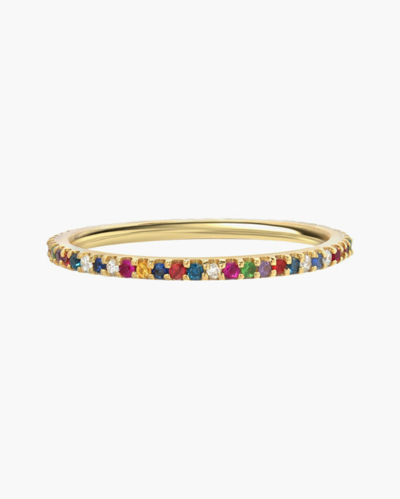 Shop Zoe Lev Women's Rainbow Eternity Ring In Multicolor