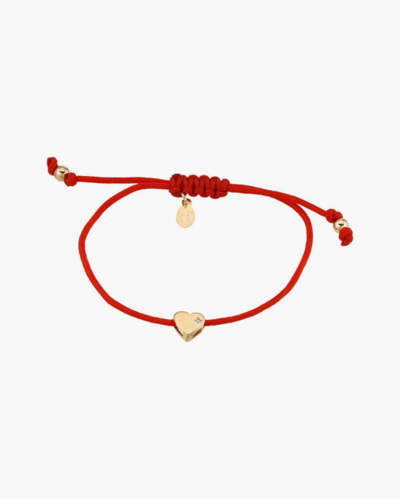Shop Zoe Lev Diamond Fortune Heart Bracelet | Diamonds/yellow Gold In Red