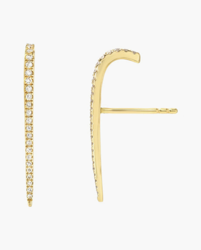 Shop Zoe Lev Diamond Curved Bar Earrings | Diamonds/yellow Gold
