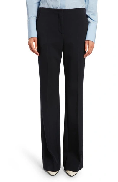 Shop The Row Vasco Straight Leg Double Face Wool Blend Trousers In Navy