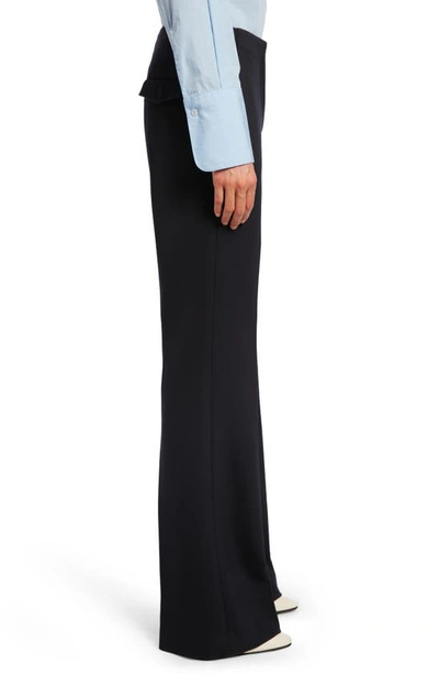 Shop The Row Vasco Straight Leg Double Face Wool Blend Trousers In Navy