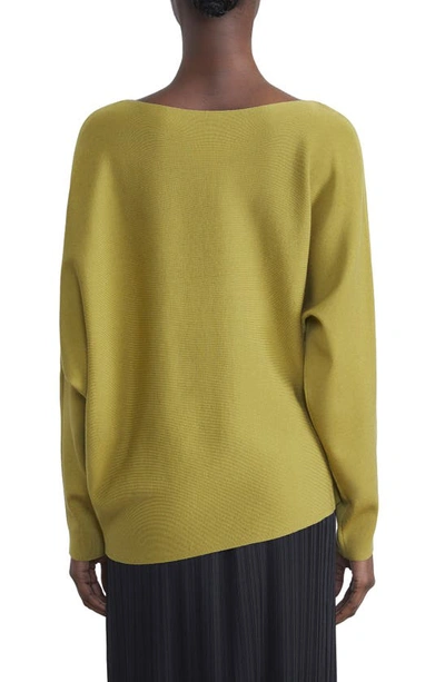 Lafayette 148 Asymmetric Dolman Sleeve Sweater In Agave Green