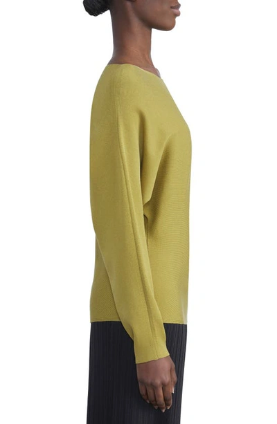 Lafayette 148 Asymmetric Dolman Sleeve Sweater In Agave Green