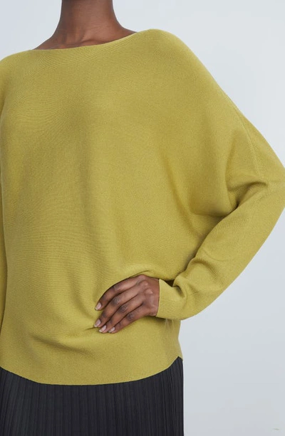 Lafayette 148 Asymmetric Dolman Sleeve Sweater In Agave Green