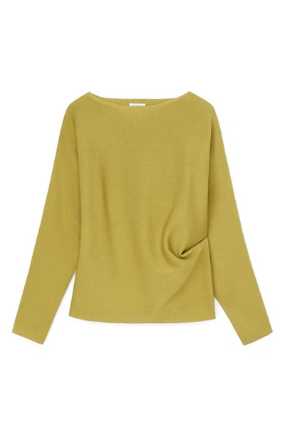 Lafayette 148 Asymmetric Dolman Sleeve Sweater In Agave Green