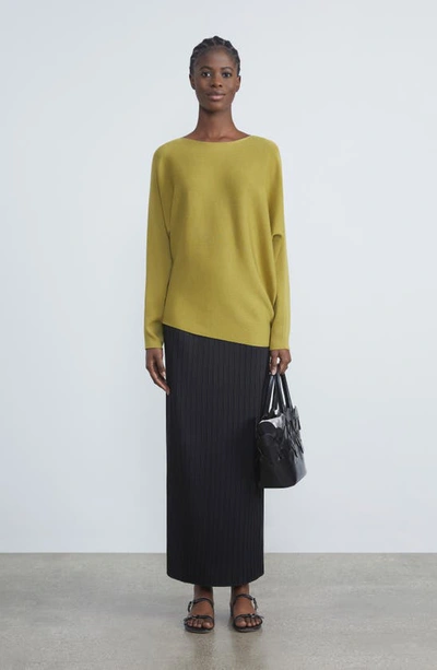 Lafayette 148 Asymmetric Dolman Sleeve Sweater In Agave Green