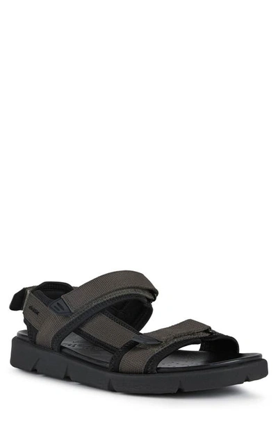 Shop Geox Xand Sport Waterproof Sandal In Grey/ Black