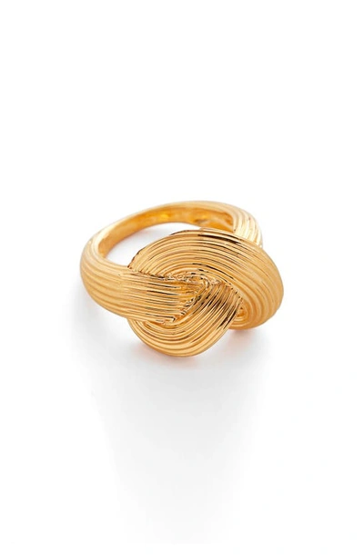 Shop Monica Vinader Groove Chunky Knot Ring In Gp