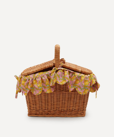 Coco & Wolf Clementina Rectangle Wicker Picnic Basket In Multicoloured