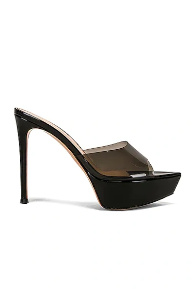 Shop Gianvito Rossi Betty Platform Mules In Fume & Black