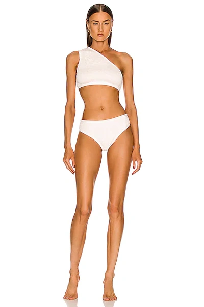 Shop Bottega Veneta Nylon Crinkle Bikini Set In White