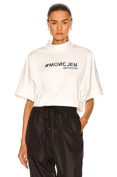 Shop Moncler Cropped Grenoble Day-namic Turtleneck Top In White
