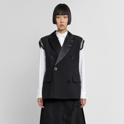 Shop Sacai Waistcoats In Black