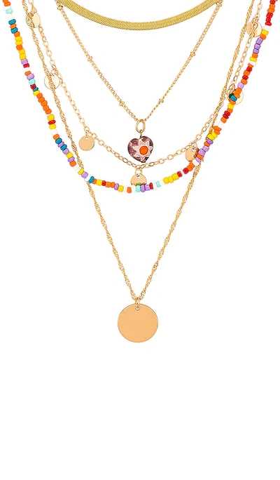 8 Other Reasons Beaded Layered Necklace In Metallic Gold